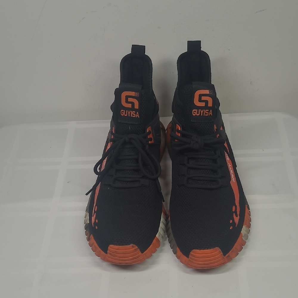 Guyisa Black and Orange Athletic Shoes for Men